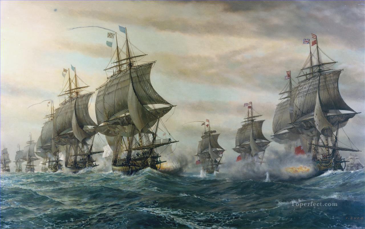 Battle Of Virginia Capes Naval Battles Oil Paintings